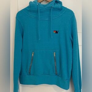 Aviator Nation Ninja Hoodie in Turquoise blue. Small